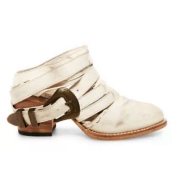 Freebird Womens Beige Lucky Distressed Strappy Buckle Detail Heeled Mules Size 7 - Picture 2 of 10